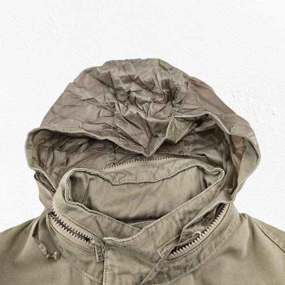 Levi’s Khaki Cotton Utility Field Jacket Hidden Hood Safari Style Size Medium - Picture 12 of 14